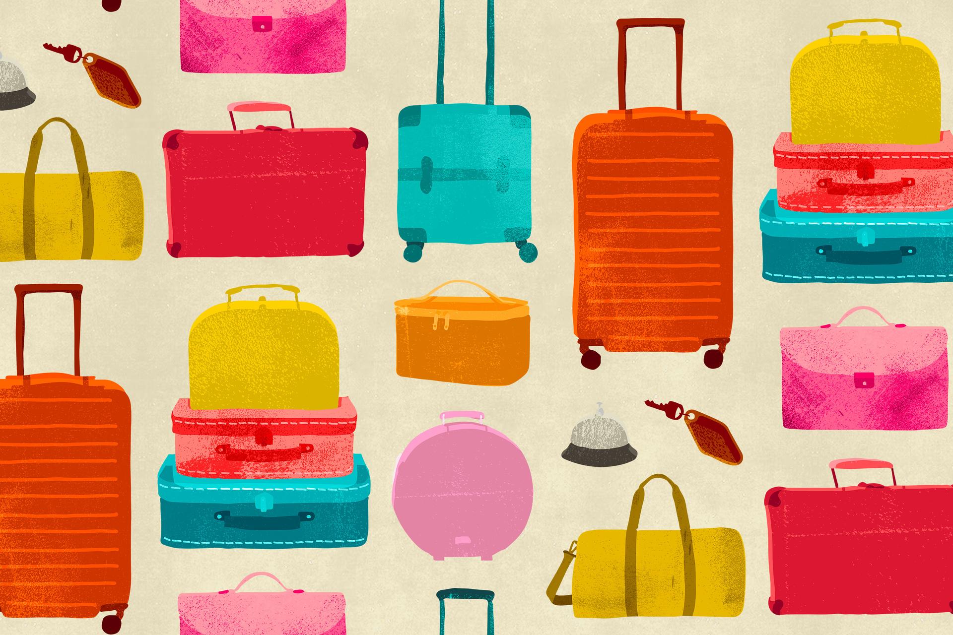 illustration of different travel bags